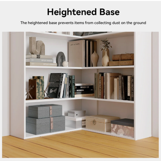 Easoger 23 inch 6-Tier Corner Bookshelf with Baffles, L-Shaped Tall Bookcase for Home Office, Space-Saving Storage Shelf with Anti-Tip Device for Bedroom Living Room, White