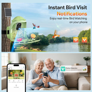 Osoeri Smart Bird Feeder with Camera - AI Identify & 2K HD Live Video, Instant Arrival Alerts, Solar Birdhouse for Outdoor, Hummingbird Watching Gifts for Bird Lover & Family, 2.4GHz WiFi