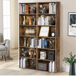 Easoger 6-Tier Tall Narrow Bookcase for Home Office, Brown
