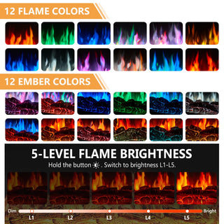 Easoger 80" Fireplace TV Stand with 3-Sided Glass Electric Fireplace, 12 Flame Colors + 12 LED Backlight Colors, Holds TV up to 88", White