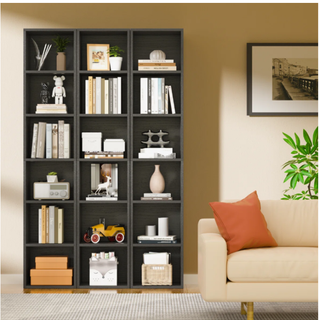 Easoger 6-Tier Tall Narrow Bookshelf, 71.5" Corner Bookcase with Open Storage Shelves for Home Office Living Room, Black