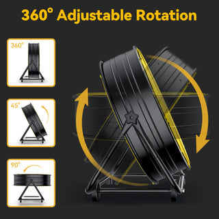 Osoeri 24 inch Industrial Drum Fan, 3 Speed 9460 CFM Heavy Duty Metal Cooling Floor Fan , 360° Tilt for Shop Outdoor, Patio, Warehouse, Commercial, Basement High Speed Fan