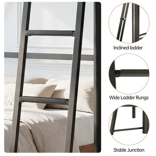 Easoger Twin Over Twin Metal Bunk Bed with Storage Bag, Safety Guard Rails & Anti-tip Nails No Box Spring , Black