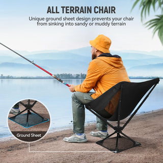 360°Swivel Portable Folding Camping Chair - Swivel Lawn Chair 8 Seconds Quick Setup Compact Collapsible Folding Lightweight Outdoor Backpack for Camping, Travel, Hiking, Beach, Fishing-Easoger