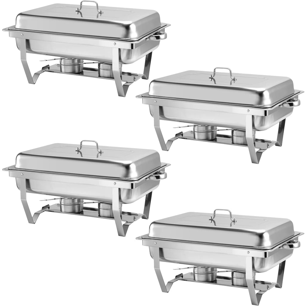 Easoger 4Pack 9.5 QT Chafing Dish Buffet Set Rectangular Stainless Ste ...