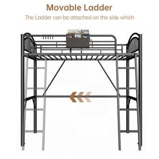 Easoger Twin Over Twin Metal Bunk Bed with Storage Bag, Safety Guard Rails & Anti-tip Nails No Box Spring , Black