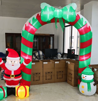 10FT Christmas Inflatables Archway, Inflatable Santa Claus, Snowman, and Gift Bundle, Christmas Arch Blow Up Yard Decorations and LED Lights Built-in for Party Indoor, Outside, Garden, Lawn