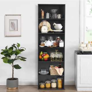 Easoger 6-Tier Tall Narrow Bookcase for Home Office, Black