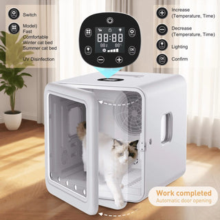 Osoeri Pet Dryer Box, 10 Air Outlets, 360° Automatic Cat Dryer Box, Intelligent Temperature Control and Four Modes, Can Be Used as a Daily Winter and Summer Cat Bed (70l Drybo Plus Pet Dryer Box)