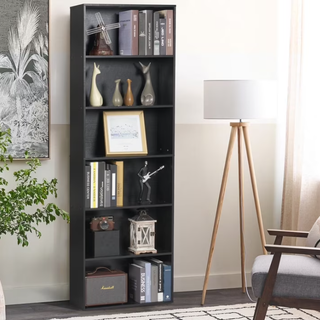 Easoger 6-Tier Tall Narrow Bookcase for Home Office, Black