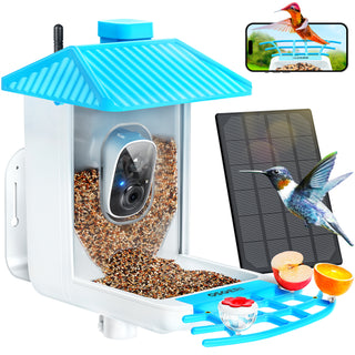 Osoeri Bird Feeder with Camera - Solar Smart Bird Feeder with AI Identify, 1080P HD Auto Capture Birds Video, Real-Time Alerts, Gifts for Family and Friends, 2.4GHz WiFi