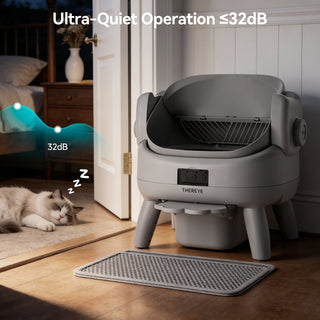 Osoeri Self-Cleaning Cat Litter Box,Open-Top Large Automatic Cat Litter Box for Multiple Cats,APP Control,Integrated Safety Protection,Odor-Free,with Trash Bags,Waterproof Mat and Litter Mat,Gray