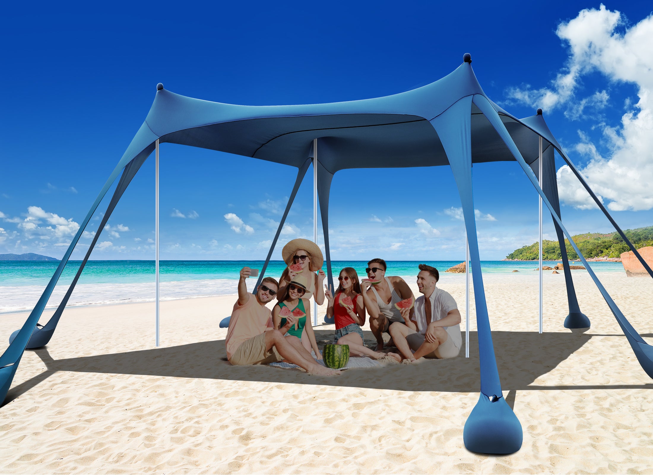 Osoeri Beach Tent: UPF50+ Camping Sun Shelter with Sandbags, Shovels