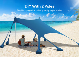 Osoeri Beach Tent: UPF50+ Camping Sun Shelter with Sandbags, Shovels, Pegs & Poles – Your Ultimate Outdoor Shade Companion