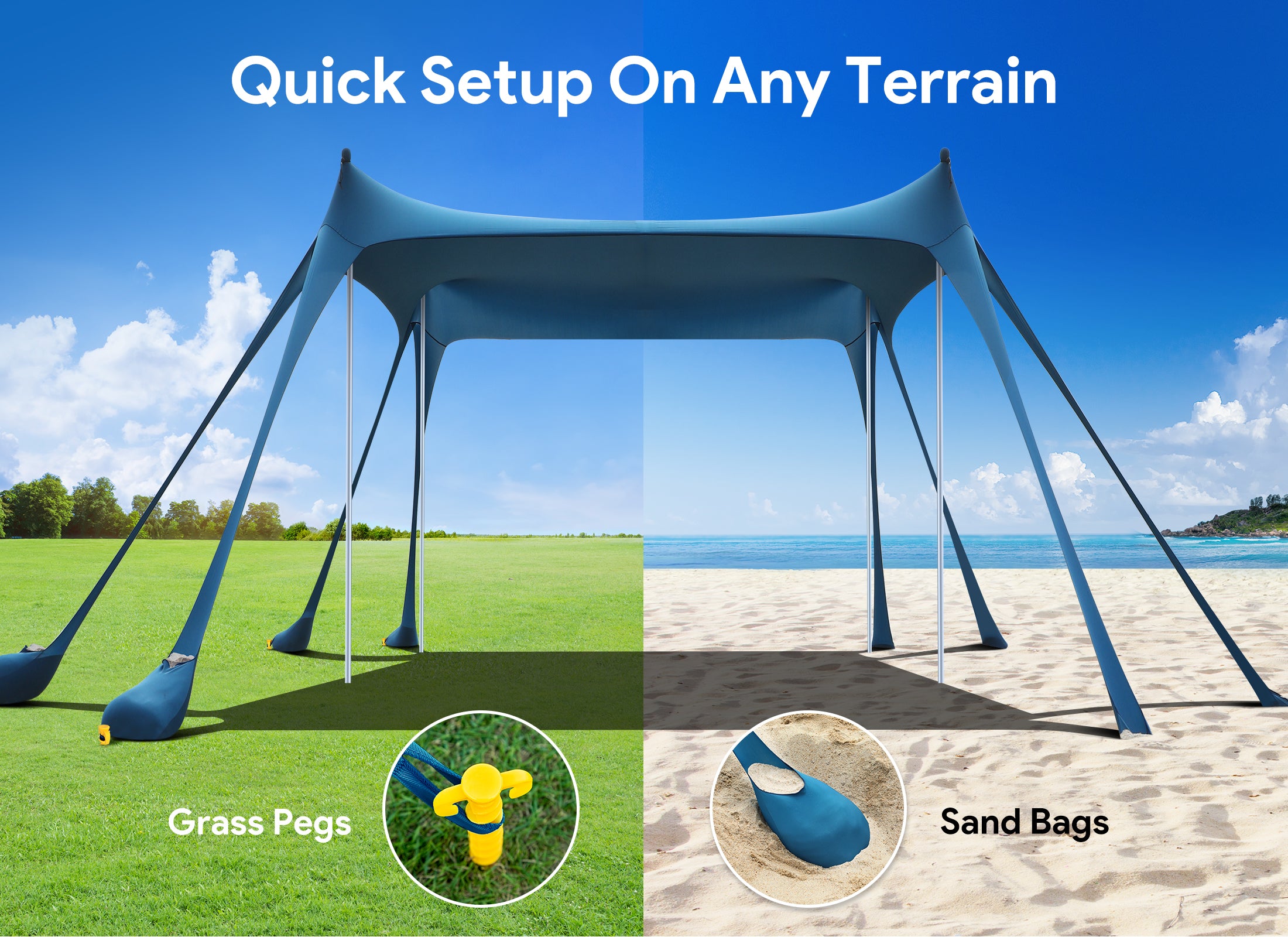 ofyr tent Osoeri Beach Tent: UPF50+ Camping Sun Shelter with Sandbags, Shovels,